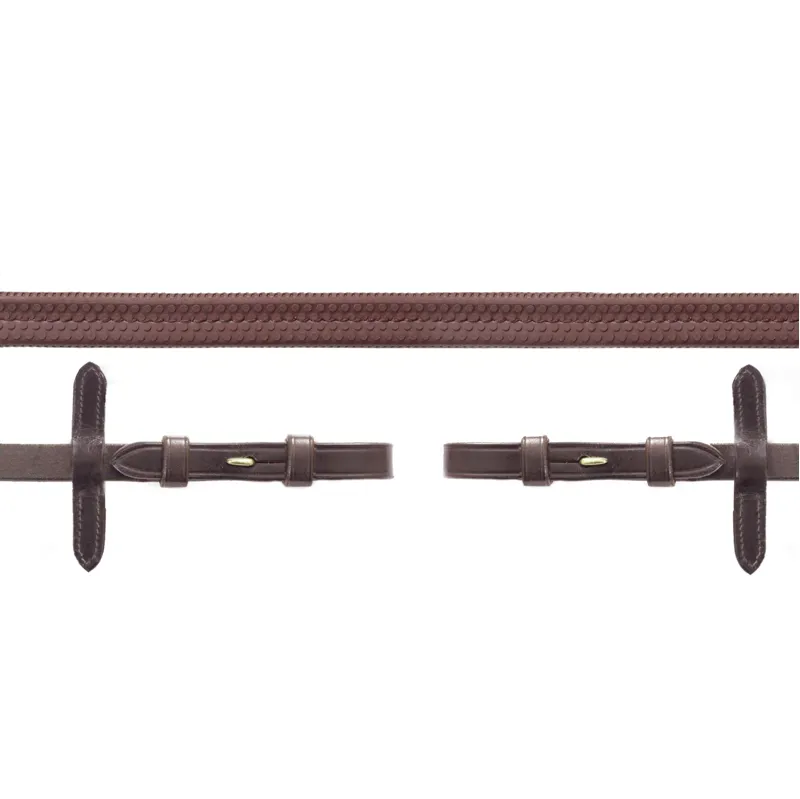 Schockemohle Rubber Reins with Billets in Brown